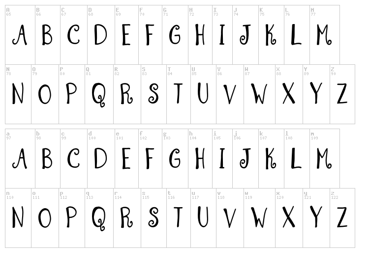 Summer Swirl font map